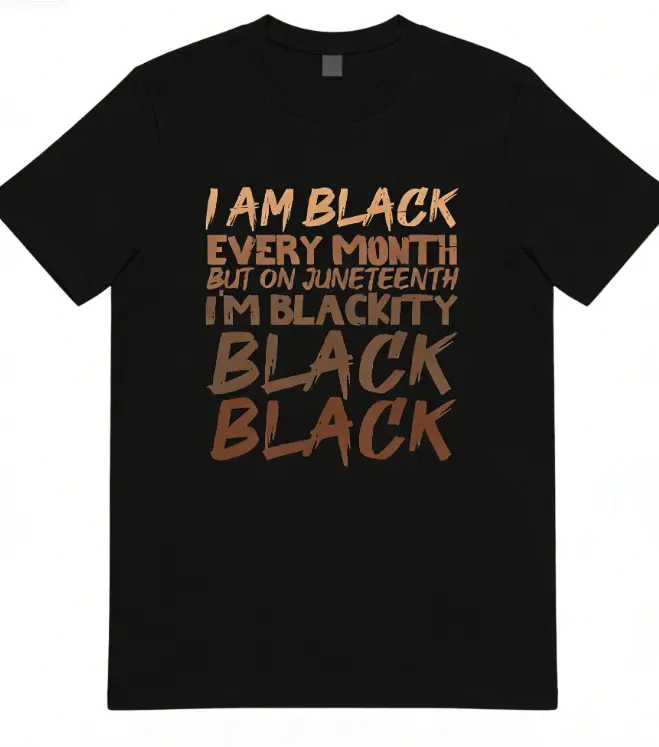 Women's Soft Juneteenth Graphic T-Shirt, 100% Cotton Casual Short-Sleeve Top, Comfortable Breathable Everyday Streetwear, Piece