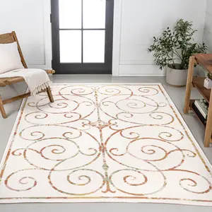 JONATHAN Y Danae Classic Cottage Filigree Scroll Reversible Machine-Washable Indoor/Outdoor Area Rug; for Living Room, Kitchen, Bedroom, Dining Room, Patio, Porch, Backyard
