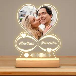 Personalized Gifts for Girlfriend, Her, Women, Wife, Christmas - Custom Spotify Plaque, Customized Picture Frame For Couple, Boyfriend, Him, Anniversary and Birthday