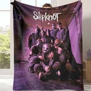 Slipknot Band Flannel Throw Blanket, Vintage Group Photo Print Cozy Soft Plush Blanket for Metal Fans, Lightweight Warm Fuzzy Blanket for Couch Bed Sofa, All-Season Rock Music Fan Gift
