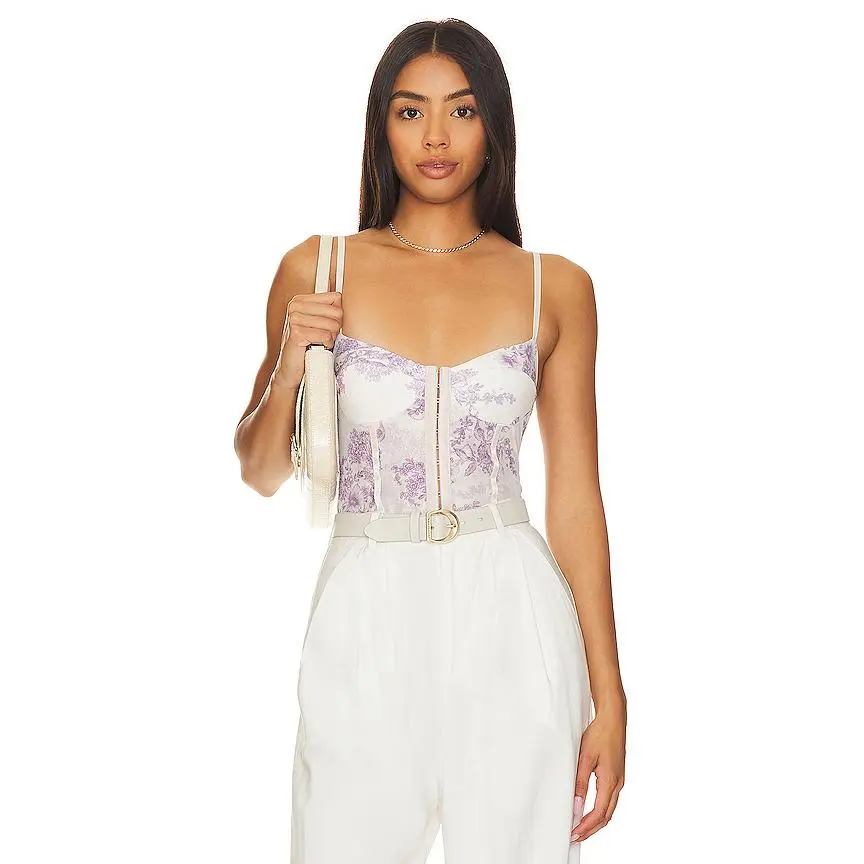Free People X Intimately FP Night Rhythm Bodysuit in Ivory Combo