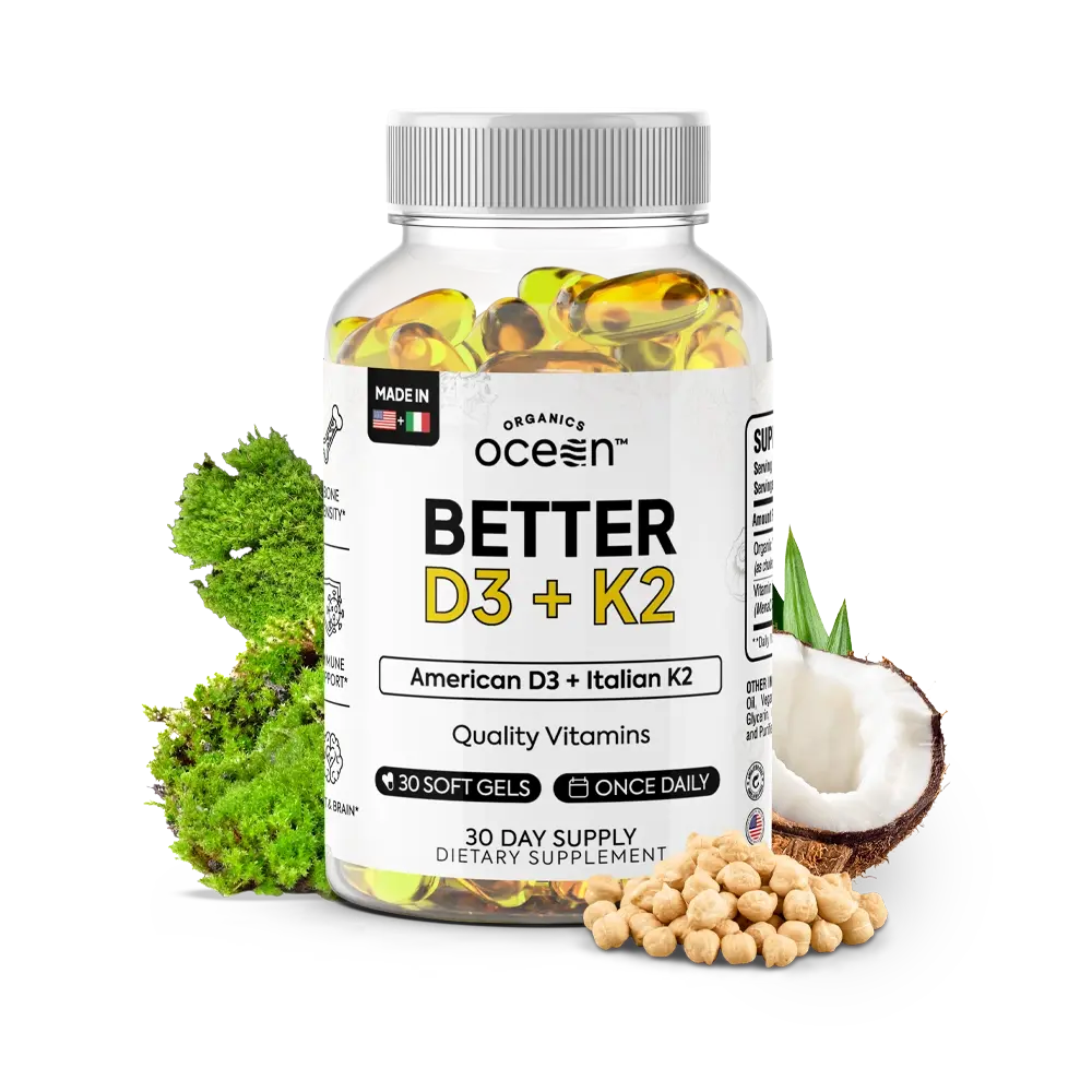 Better D3 + K2 - 30 Day Supply Dietary Supplement for Bone Heart & Immune Health - Edible Vitamin Pills for Healthcare