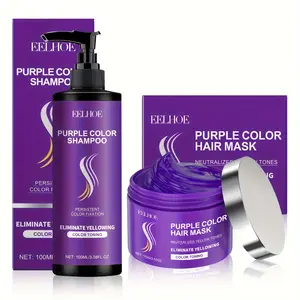 2-piece set of purple shampoo 3.38oz+100g purple conditioner, moisturizing and smooth, Conditioning hydrate shine, fluffy hair, all-in-one solution for daily hair care, suitable for all hair types, birthdays or friends as a gift, Color Protecting Shampoo