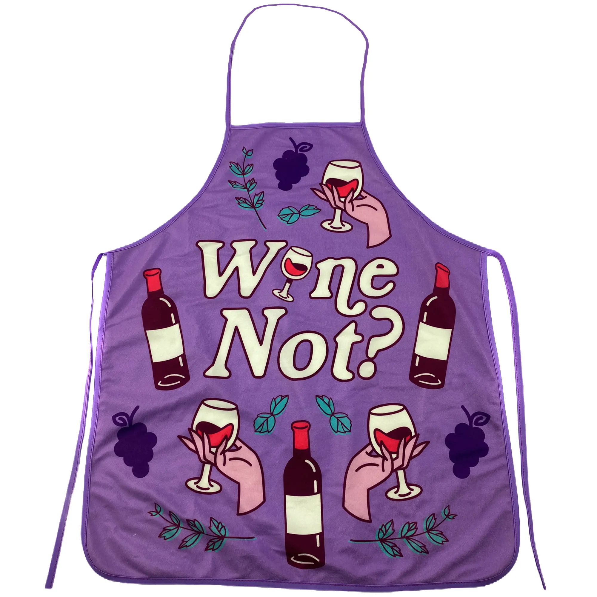 Wine Not Apron Funny Vino Wine Lover Drinking Graphic Novelty Kitchen Smock Funny Aprons Adjustable Household Items Graphic Print Wine Grill Apparel Funny Food Cover Grilling Apparel for Men Purple