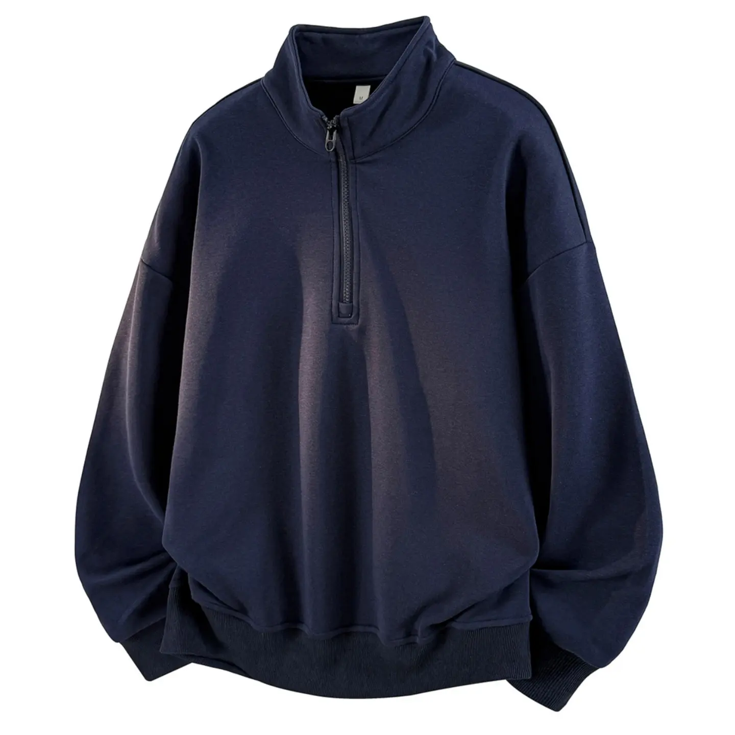 Male Athletic Cotton Pullover, Casual Solid Long Sleeve Sweatshirt with a Stand Collar for Daily Commute, Half Zip Sweatshirt, Street Style Trends, Fitted, Loose Fitting, Daily Commute Activities, Zipper, Sweater, Baggy, Fashion, Sporty Chic, Stylish, Lon