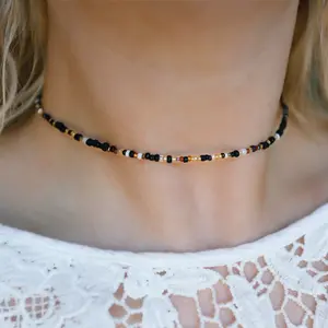 Autumn Seed Beaded Choker Necklace for Women