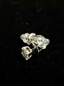 AXNT SOLID 925 STERLING SILVER MOISSANITE CLASSIC 4 PRONG SCREWBACK STUDS- UNISEX