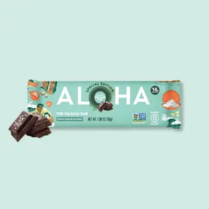 ALOHA The Pa'akai Bar | 6 Bars | 14g Plant Protein, 10g Fiber, 5g Sugar | Hawaiian Macadamia Nuts + Dark Chocolate + Hawaiian Sea Salt | Vegan, Gluten-Free