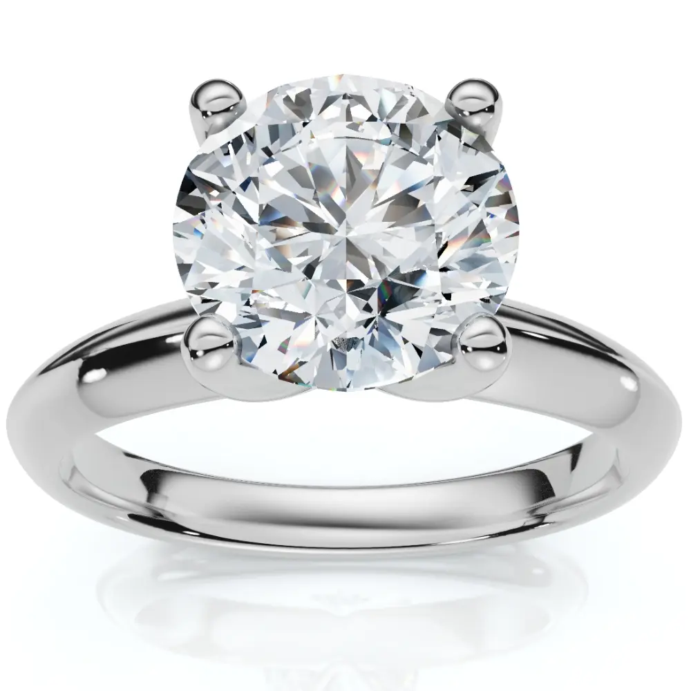 Certified 2ct Lab Grown Diamond Thin Solitaire Engagement Ring 14k White Gold