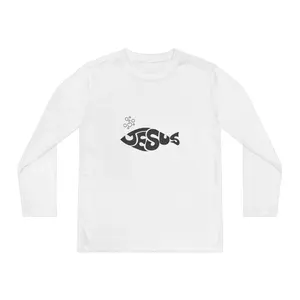 Youth Long Sleeve Tee — 'Jesus' Fish Logo Christian Tee