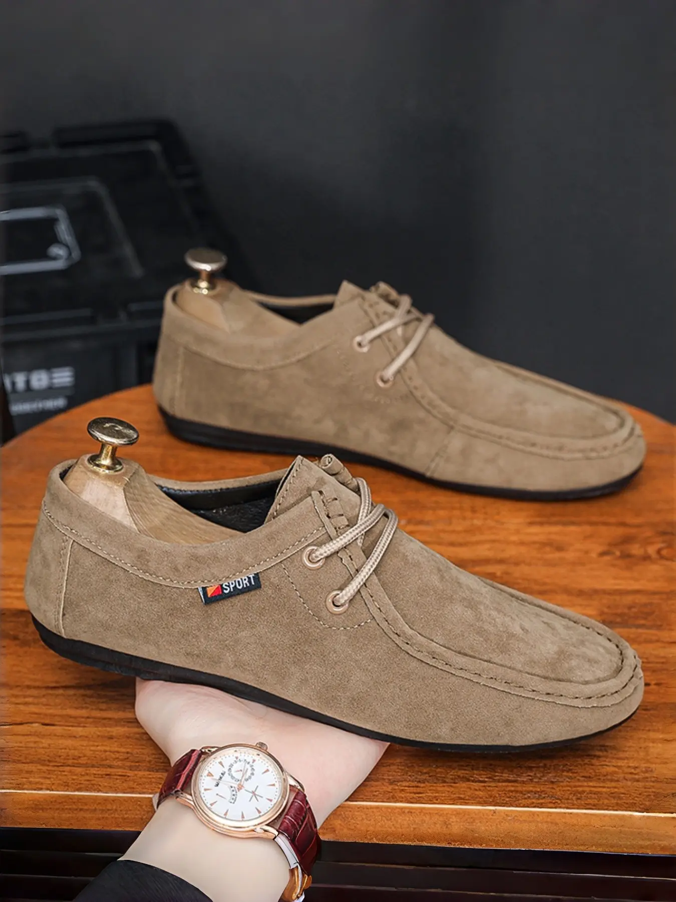 Men's Vintage British Classic Style Round Toe Loafers, Casual Comfortable Soft Sole Fisherman Shoes, Low Top Laced Daily Commute Driving Shoes, Office Commuting Shoes