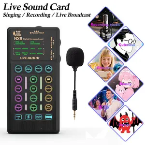 Portable Compact Handheld Sound Card Set, Live Audio Voice Changer Mixer, Portable Microphone Kit, Ideal for Mobile, Podcasts, Broadcasting, Recording, Streaming, Singing, Gaming
