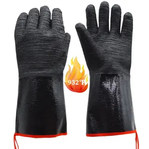932Fahrenheit Extreme Heat Resistant Gloves for Grill BBQ,Aillary Waterproof Long Sleeve Pit Grill Gloves for Fryer, Baking, Oven,Smoker,Fireproof, Oil Resistant Neoprene Coating