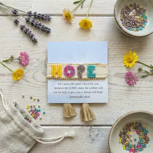 Handmade Embroidered HOPE Bracelet, Christian Jewelry Gift, Christian Faith Jewelry, Adjustable, Adjustable Christian Gift for Women