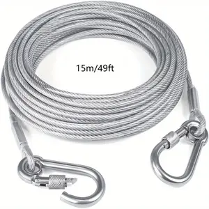 Multi-purpose metal leash, steel cable dog leash, suitable for dogs under 250 pounds, dog leash steel cable dog fixer, with rotatable buckle steel wire traction rope, lightweight and durable, used for outdoor, garden, park and camping dog c