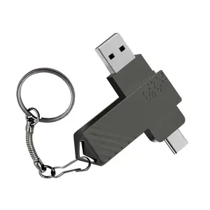 4TB 2-in-1 USB 2.0 OTG Metal Waterproof Flash Drive, Type-C & USB-A Memory Stick for Android Type-C Phones, PCs