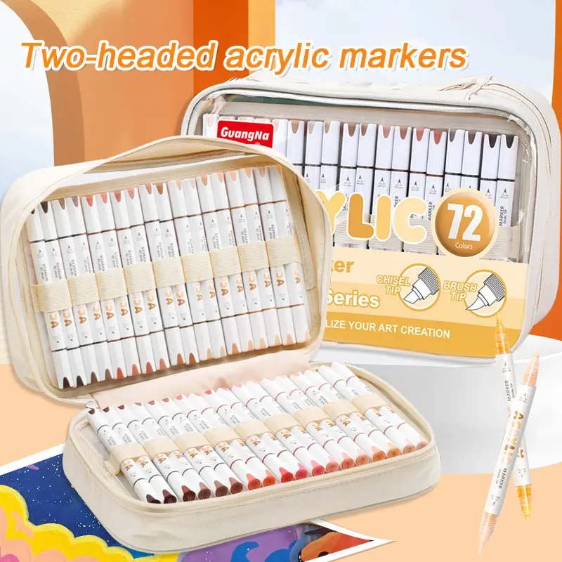 Guangna 72 Color Acrylic Marker Set, Ideal for DIY Crafts & Office Supplies, Soft Tip Stackable Markers, Perfect Gift Choice, Acrylic Marker Pen