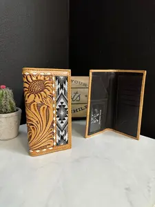 Men Tooled Inlay Beaded Rodeo Wallet-2037