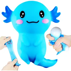 Axolotl Animal Dough Fidget Balls Squishy Toys, Blue Axolotl Squeeze Sugar Stress Ball for Adults, Anxiety Relief, Party Favors for Kids, Surprise Gift for Girls, Boys, Easter Basket Stuffers
