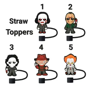 Halloween Horror Slashers Straw Toppers - Choose from 5 Unique Designs Featuring Iconic Characters