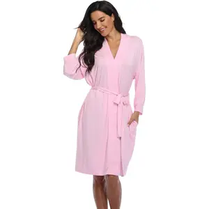 Women's Robes Lightweight Kimono Robes Knit Bathrobes Soft Sleepwear Loungewear Womenswear Gowns Rayon Short