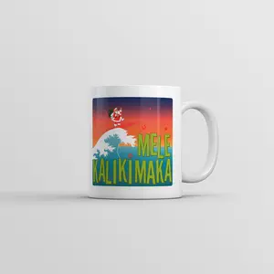 Mele Kalikimaka Mug Funny Surfing Christmas Graphic Coffee Cup - 11oz Funny Coffee Mugs Ceramic Printed Drinkware Cup