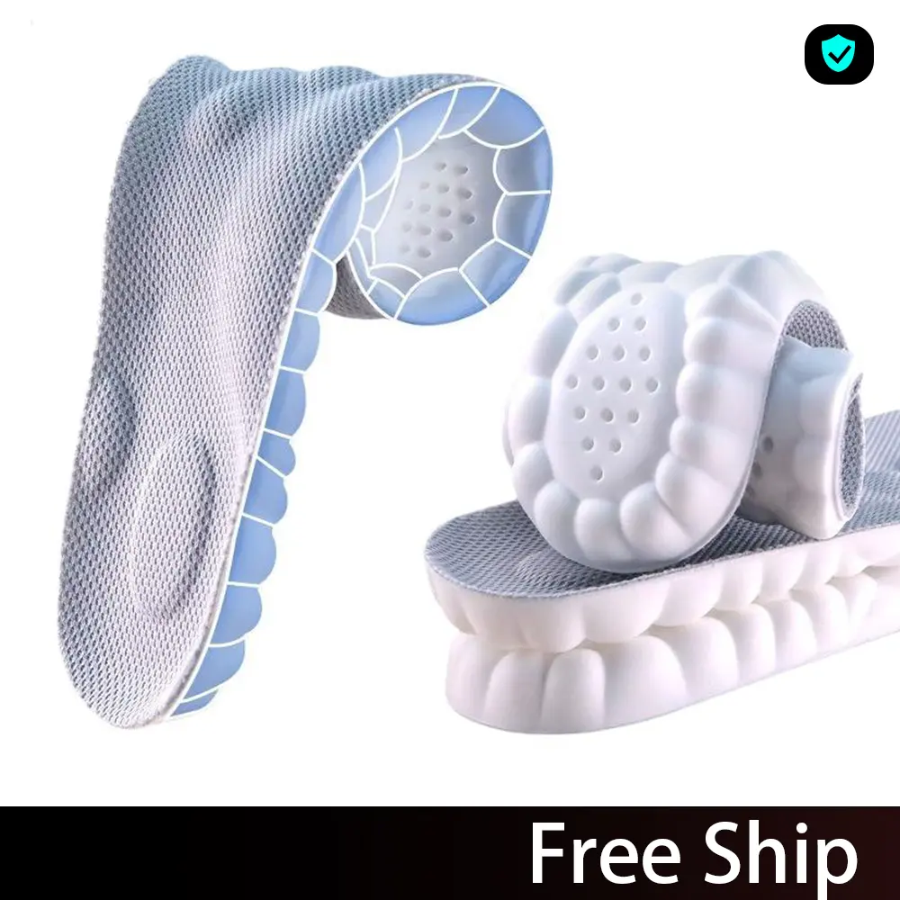 High Elastic Shock-Absorption Sports Insoles, Full Air Circulation to Prevent Stuffy Smelly ft, U-Shaped Heel Wrap for Ankle Stabilization, Soft Massage Points to Ease Exercise Fatigue, Universal Fit for Athletic Footwear (Grab via Bio Link), Shoe, Mesh