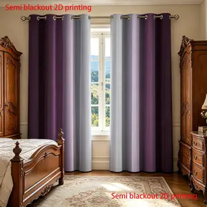 2-piece modern-style purple and white gradient curtains, semi-transparent polyester fabric, suitable for bedrooms, living rooms, dining rooms, kitchens, and year-round use, Home Decoration Curtain, Window Drapes