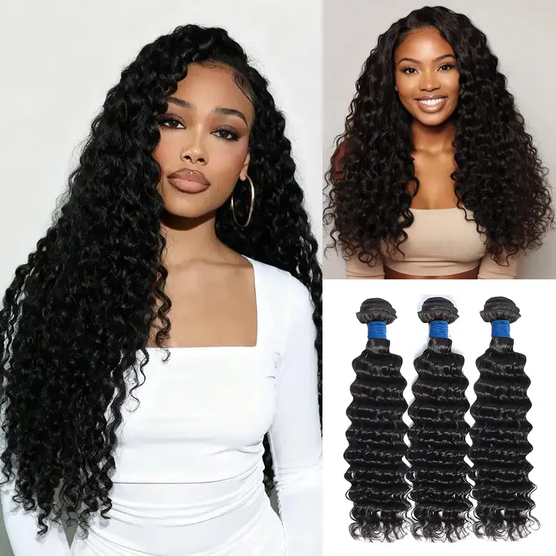 StariaHair Deep Wave Deep Curly 10A Brazilian Virgin Hair Bundles 14-30 Inch Tangle-Free Quick Weave Luxury Hair for Daily Wear Salon Styles Special Occasions #backtoschool
