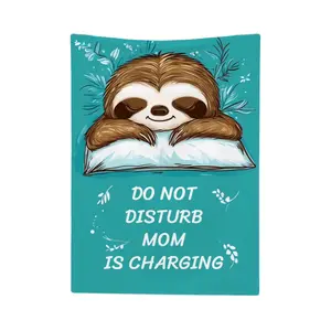 Cute Sloth Do Not Disturb Mom is Charging Fleece Blanket 50x60 inch for Home Bedroom Sofa Nap - Perfect Mother's Day Gift