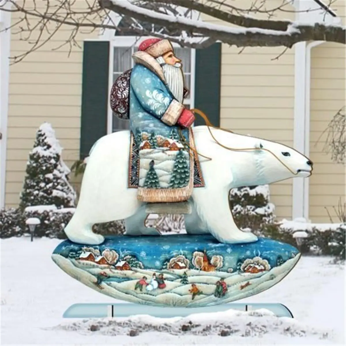 G.DeBrekht 8116382 Handcrafted Santa & Polar Bear Wooden Christmas Ornament Set of 2 - Home Festive Decor, Holiday Gift, Decoration