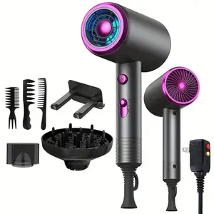 Professional Hair Dryer with Diffuser Nozzle, Negative Ion Fast Drying, Suitable for All Hair Types, Holiday Gift, Us Plug