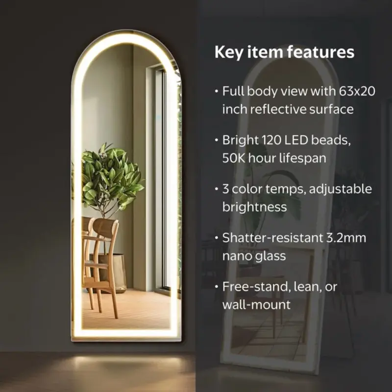 Full-Length LED Dimmable Floor Mirror