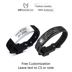 MP Couples' Custom Bracelets Personalized Name Engraving ,Waterproof Silicon Sport Bangles ,Stainless Steel Non Tarnish Hand Chain Accessories Valentine Gift for Couple Men Women Adjustable Teen Charm Matching Mother-Son Set elegant anniversary cuff