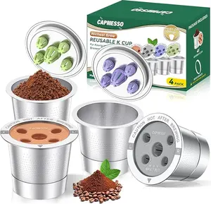 CAPMESSO Reusable K Cups for Keurig: 2025 Updated My K Cup Stainless Steel Coffee Pod Refillable Coffee Filters for K Supreme/K Slim/k-Duo Gen 2/K-Brew Chill with Multistream Technology (4 Pack)
