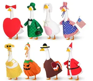 Random 3-Pack Only clothes Cowboy Goose Statue with Outfits - 23.6in Tall Yard Decor, Random 2 Free Costume Sets, Funny Western Farm Ornament for Outdoor Lawn & Garden