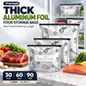 Reusable Aluminium Foil Food Storage Bags (3 Sizes, 30/60/90PCS) - Kitchen Accessories, Freezer Safe Sealed Zip-Top Resealable Stand-Up Pouches with Writable Labels for Meal Prep, Foil Wrapper Containers, Freezer Safe Food Storage