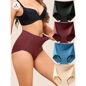 4-Pack Multicolor Women Tummy Control Seamless High-Waist Panties No-Show Postpartum Briefs S–XXL