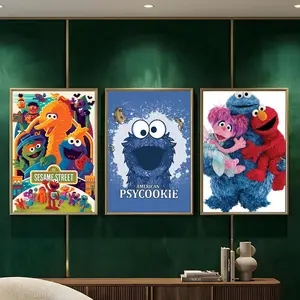 S-Sesame S-Street Movie Painting Calligraphy HD Heavy-Duty Waterproof Wrinkle-Resistant Canvas Print – Tool-Free Durable Hides Wall Flaws & Boosts Style for Living Rooms Bathrooms