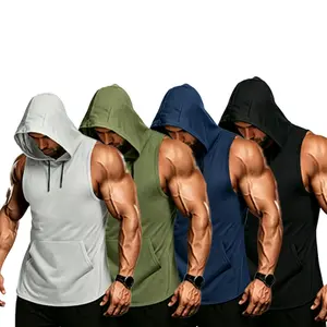 4-Pack Men’s Sports & Casual Hooded Tank Tops – Lightweight polyester with kangaroo pocket, slight stretch, regular fit short sleeves; suitable for spring/summer running and outdoor activities, casual wear | sporty style | polyester fleece pullover