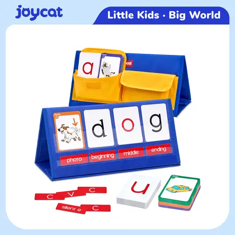 Durable Unisex WB Word Building Desktop Pocket Chart Tent Kit - Kindergarten Language Educational Toy with Flip-to-Change CVC/CVCC/CCVC Words, Phonics Games, Blending Spelling Board, Letter Cards, Flashcards for Alphabet Learning (4–12 Yrs),familyfun