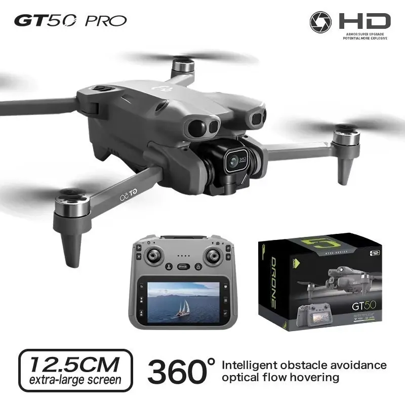 GT50 Brushless RC Quadcopter Drone - Dual Camera, 4.3" Screen, Obstacle Avoidance Feature