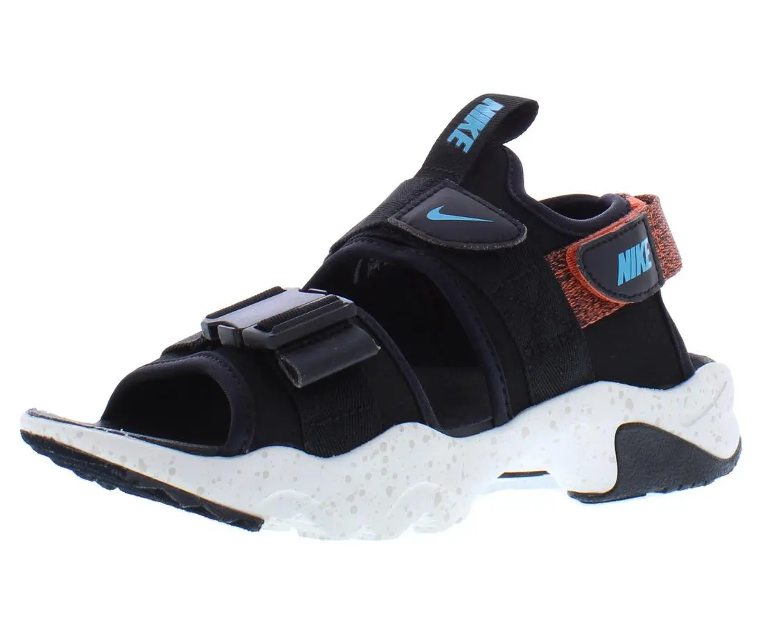 NIKE Men's Adjustable Strap Canyon Open-Toed Sandals - Comfortable Casual Outdoor Sandals, Black/Chlorine Blue