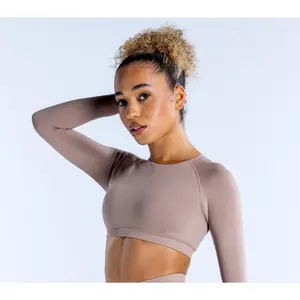 DFYNE High-Elastic Yoga Long-Sleeve Top, Round Neck, Short, Cropped, Open Back, Breathable, Skin-Friendly, and Comfortable – A Top Choice for Yoga and Pilates