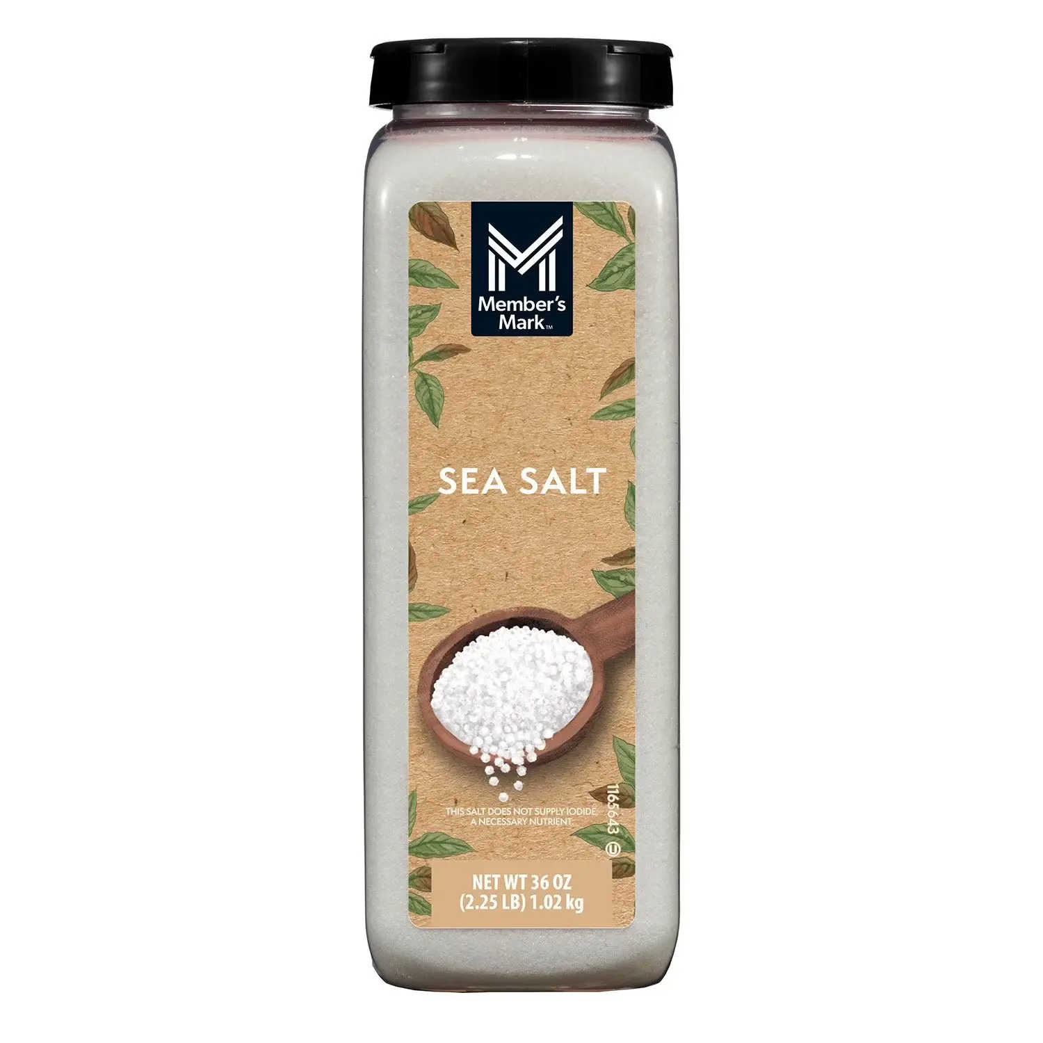 Member's Mark Natural Traditional Sea Salt - 36 oz, Salty & Savory Long-Lasting Cupboard Staple, 12-Month Shelf Life, All Ages Cooking Essential for Food Prep