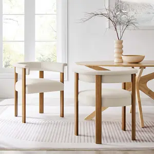 Modway Imogen Performance Velvet Barrel Dining Chairs - Set of 2 in Alabaster Deep Brown