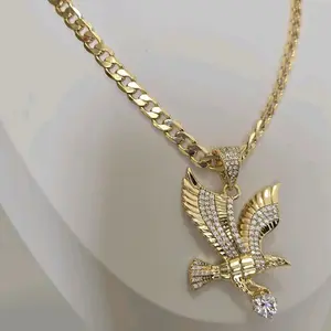 6mm Cuban Link Chain with Iced Eagle Pendant