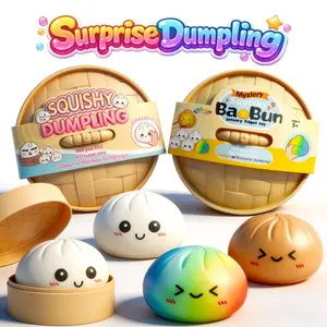Smiling face emoji Big Dumpling Squishy - Mystery Bun Fidget Toy, Soft TPR Material, Stress Relief, Unboxing Surprise,Random Style.Equipped with beautiful greeting cards，suitable for exchange gifts,Valentine's Day and Easter and Mother's Day gifts