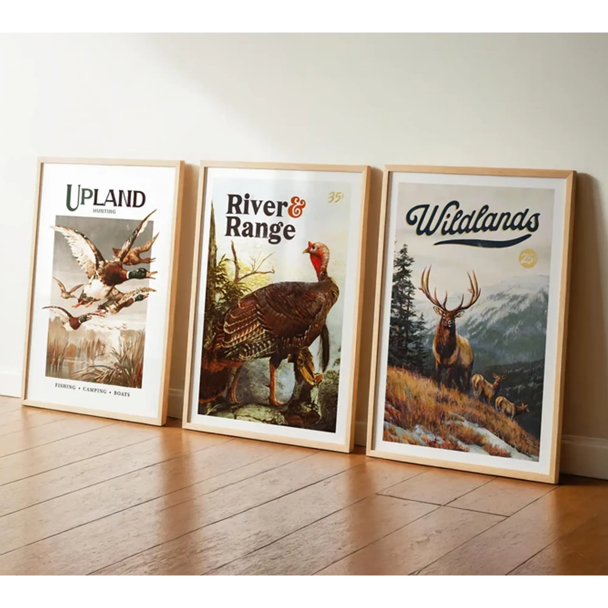 Old Time Hunting Set of 3 Posters, Retro Hunting Art Poster, Hunting Rustic Wall Decor, Outdoorsy Cabin Wall Art Gift for Hunter Dad