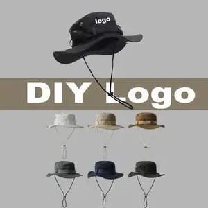 Customized Logo Print Four Seasons Anti-uv Hiking Hat Outdoor Fisherman Hat Western Cowboy Wind Sun Shade Camping Hat Men Women